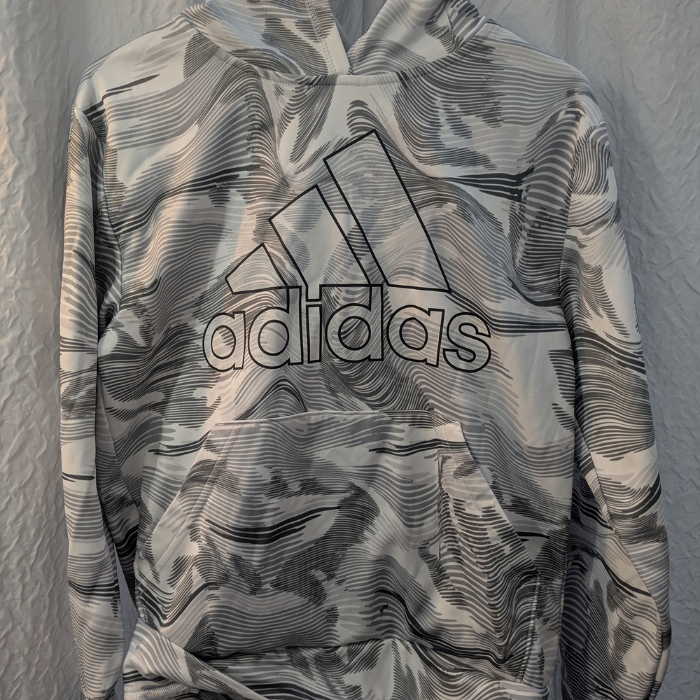 Adidas Gray and White Hoodie
